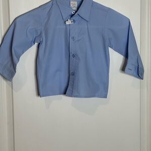 Powder Blue Button Down Shirt with Long Sleeves and Pointed Collar